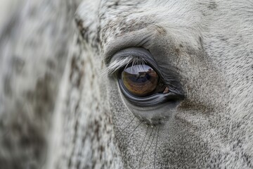close up horse eye