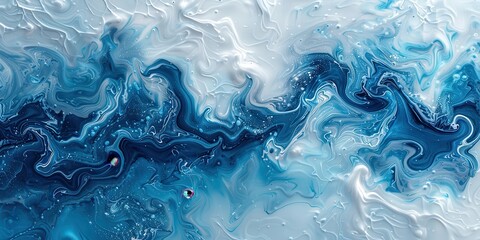 Obraz premium Abstract Blue and White Swirling Paint