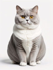 Portrait of a Grey and White British Shorthair Cat