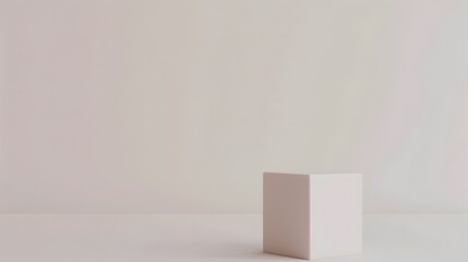 Minimal White Cube Display Platform in Empty Studio Scene