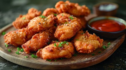 Fototapeta premium Crispy fried chicken skin seasoned with sea salt and black pepper