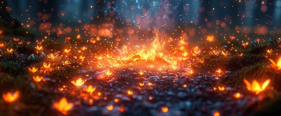 A Vibrant Collage Featured Campfire Gatherings With Relaxation And Peace, Celebrating Tranquility And Comfort