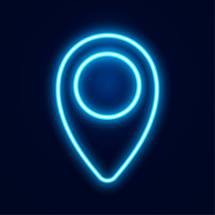 Vector Location Pin Icon Neon Style