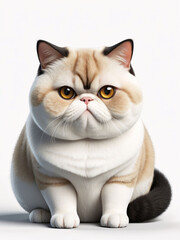 Portrait of a Fluffy White Cat with Black Paws