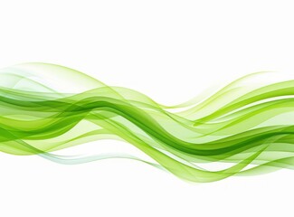 Obraz premium Green curved wave illustration background on white background