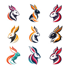 a colorful logo for a rabbit