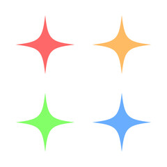 Vector Four Point Star Multiple Colors