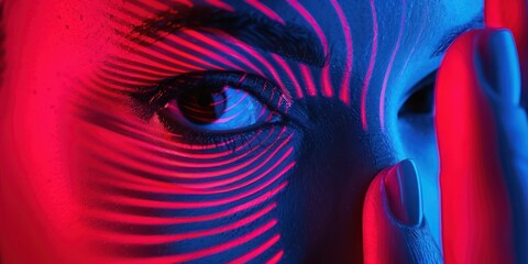 Biometric scan of the female eye close-up. The concept of modern virtual reality