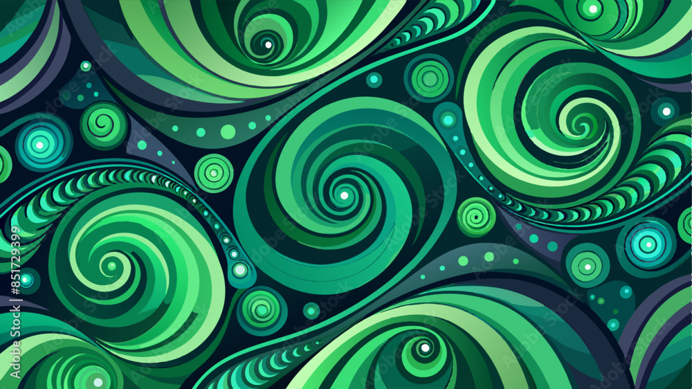 Sticker seamless modern abstract background with green swirls in modern and futuristic style