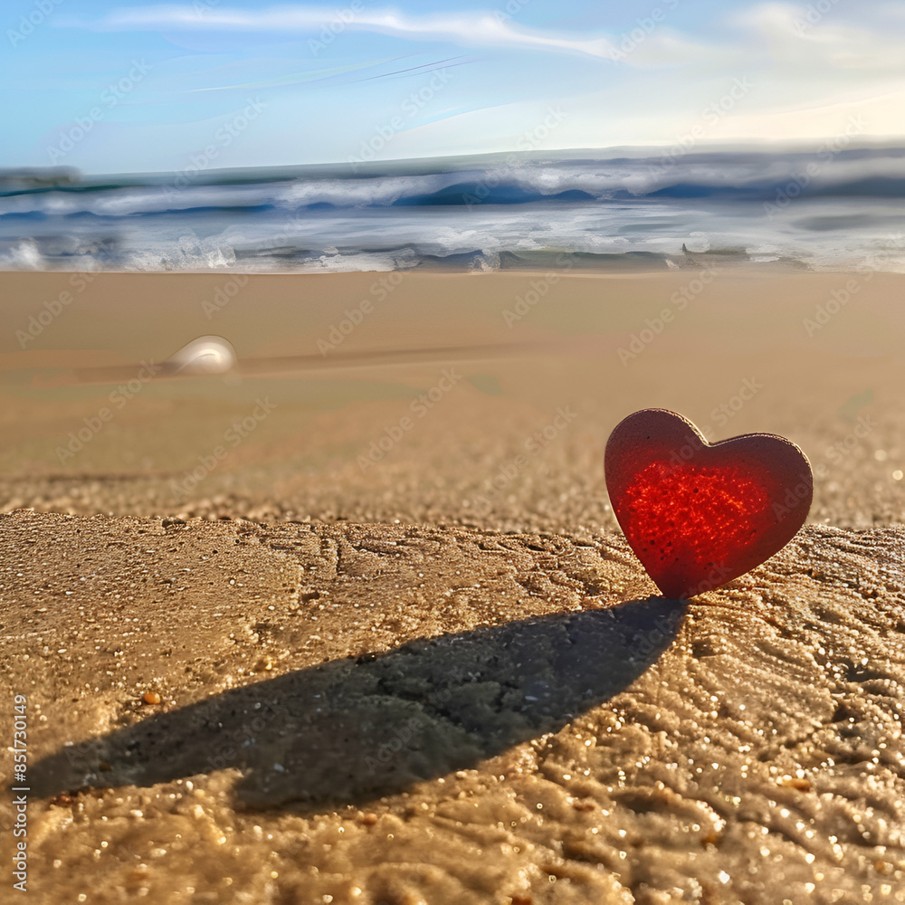 Wall mural heart in the sand