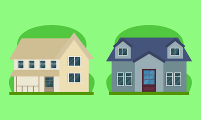 Residential houses with gardens colorful logo