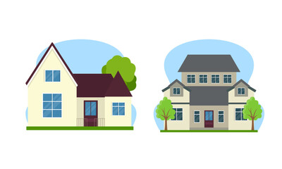 Residential houses with gardens colorful logo