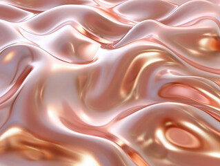 Obraz premium Silk Fabric, Metallic Style, Rose Gold, Abstract Background, AI Generation