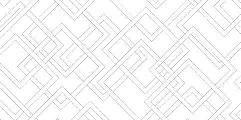 Abstract white background with diamond and square shapes layered in modern abstract pattern design, White color technology concept geometric black line vector background.
