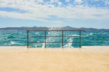 Railings on the waterfront in Zadar, Croatia.