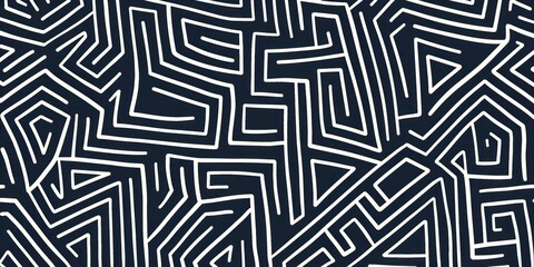 Seamless maze pattern. Labyrinth of red diagonal lines on a white background. Geometric retro design. Decorative vector illustration for fabric, textile, wrapping, and print.