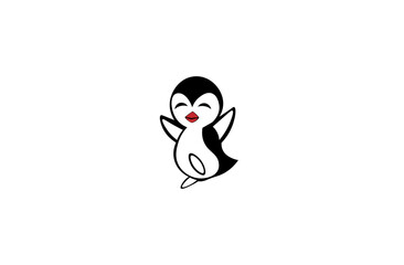Obraz premium Vector illustration of a joyful penguin on a white background