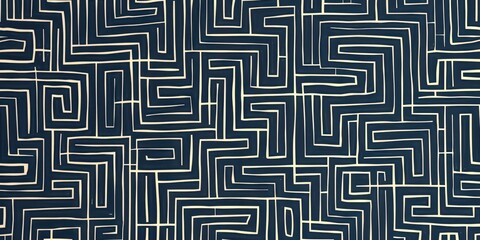 Seamless maze pattern. Labyrinth of red diagonal lines on a white background. Geometric retro design. Decorative vector illustration for fabric, textile, wrapping, and print.