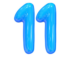 Balloon Number 11 Blue Color 3D Render