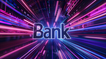 Digital banking or online banking technology, electronic commerce, word “Bank” on technology background