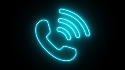 Neon Phone call. call concept on mobile phone icon. glowing telephone call symbol.