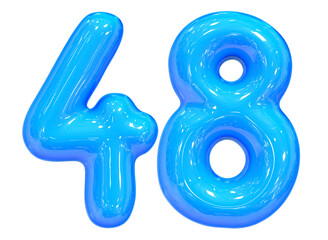 Fototapeta premium Balloon Number 48 Blue Color 3D Render