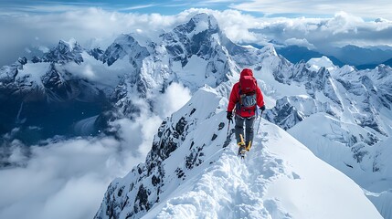 skiing in the mountains