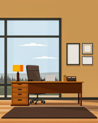 Fototapeta premium Modern office illustration in bold colors.