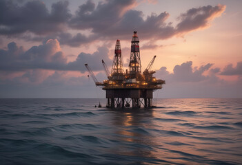 oil well in the middle is the sea in minimal style
