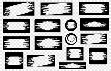 Set of black empty frames with grunge design for tickets, tags, labels, advertising, vector.