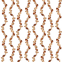 Seamless pattern with watercolor apricot kernels and seeds for design templates for fabric, textiles, wrapping paper, wallpapers, apricot oil in medicine, aromatherapy, cosmetology and cooking