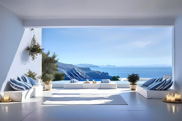 Greek style patio on a sunny day