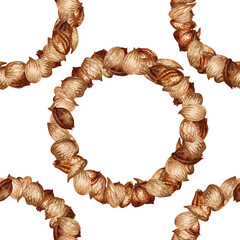 Seamless pattern with watercolor apricot kernels and seeds for design templates for fabric, textiles, wrapping paper, wallpapers, apricot oil in medicine, aromatherapy, cosmetology and cooking