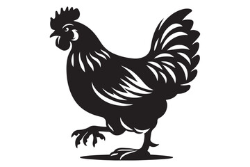 Hen silhouette vector isolated on a white background