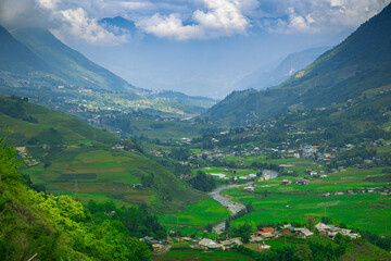 View of Sapa Town, Lao Cai Province, North Vietnam. Ideal place for hiking and trekking.