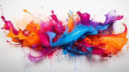 Abstract colorful paint splash explosion on white background
