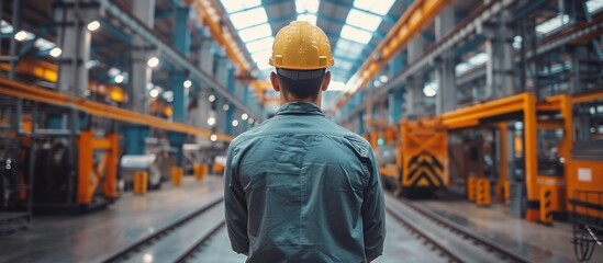 Fototapeta premium Industrial Worker Standing in a Factory