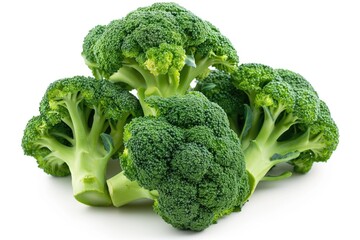 1 vivid green broccoli in pure white background