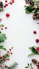 Fototapeta premium Phone background with copyspace - christmas background with holly