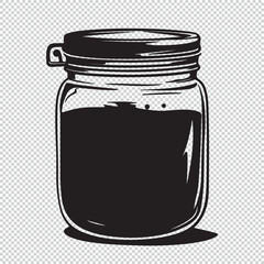 Simple flat jar icon, black vector illustration on transparent background