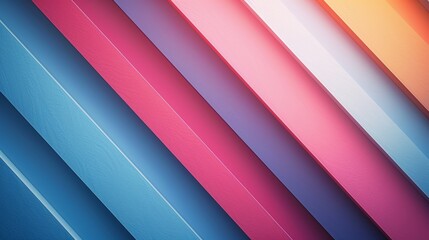 Fototapeta premium Abstract background with diagonal stripes in various shades of pink, blue and orange.