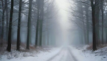 Obraz premium Abstraktion Schneebedeckte Straße im Wald. Abstrakter Hintergrund für Design 4.