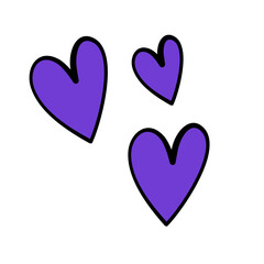 ThreThree colored heart shapes hand drawn vectore