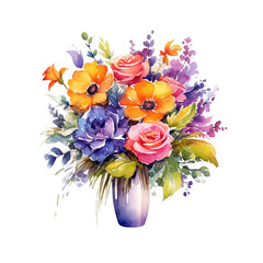 Watercolor flower bouquet