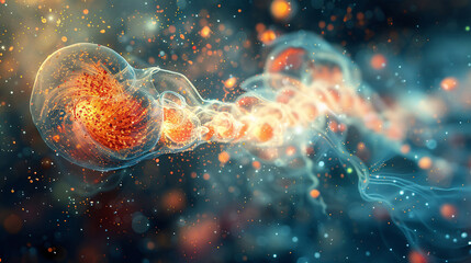 Fototapeta premium Visualization of embryonic development, from fertilization to early stages of growth