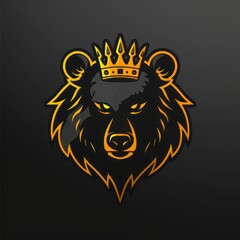 Obraz premium Bear logo, Abstract bear crown logo design template