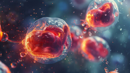 Naklejka premium Visualization of embryonic development, from fertilization to early stages of growth