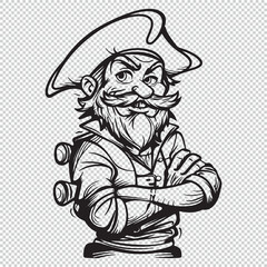 Pirate scribble icon design, black vector illustration on transparent background
