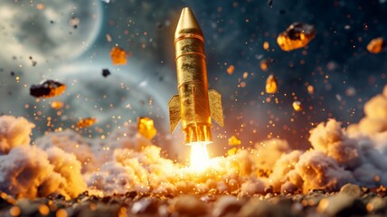 Obraz premium A reflection of the soaring gold price in the stock market.