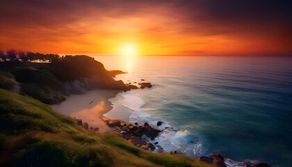  Abstraktion Sonnenuntergang an der K&uuml;ste. Abstrakter Hintergrund f&uuml;r Design 3.